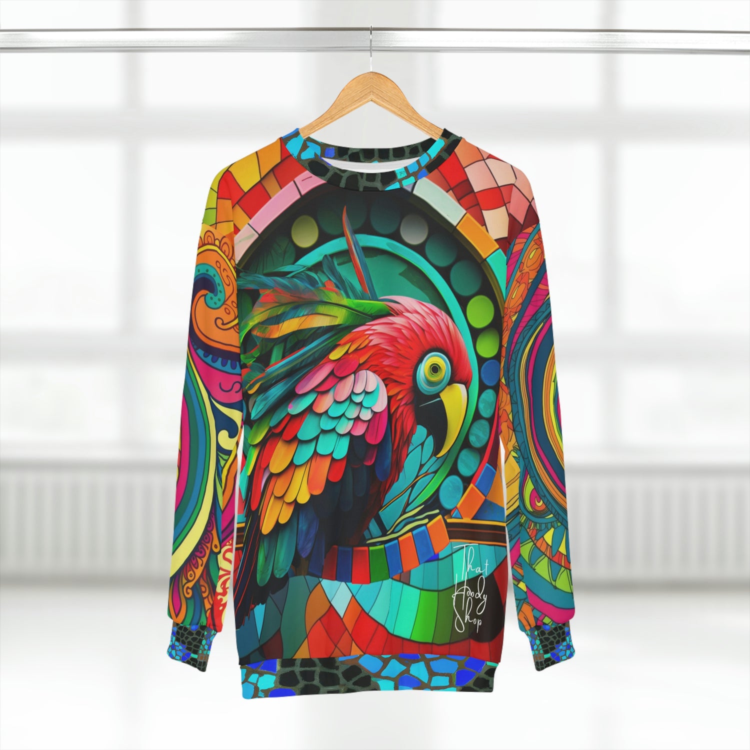 Sudadera unisex Rainbow Macaw Mosaic Paisley Swirl