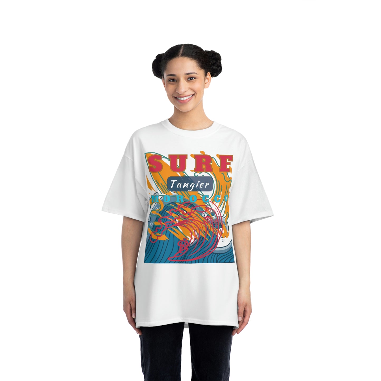 Surf Tangier Morocco Interpretive Art Design Heavyweight Tee