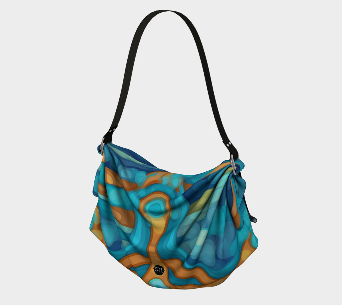 Blue Neptune Compass Stripe Hobo Scarf Bag