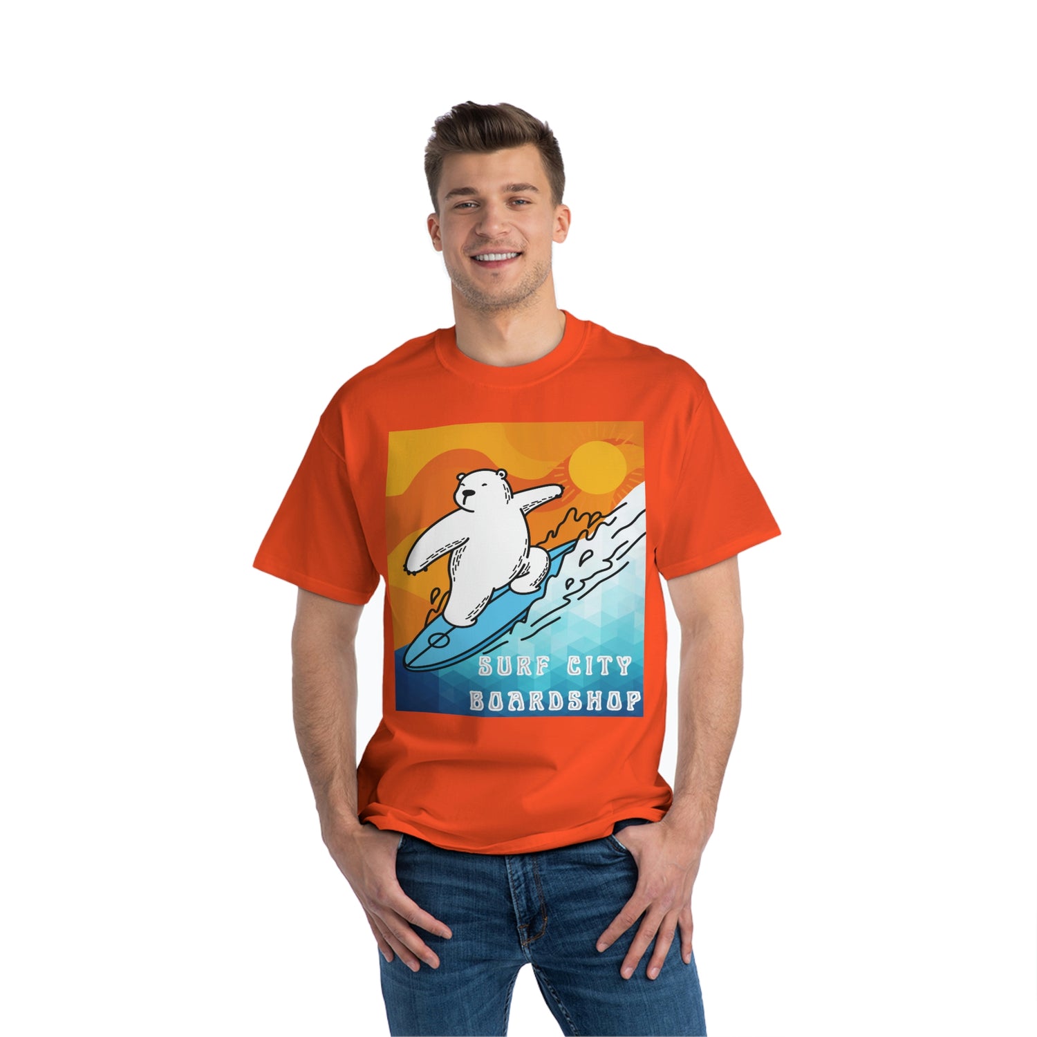 Surf City Boardshop Polar Bear Mascot Sunset Edition Unisex Heavyweight Tee