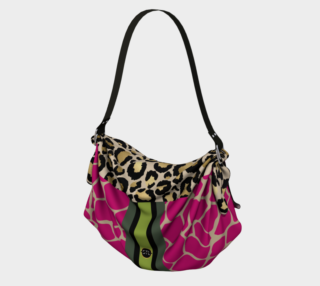 Cheetah Time Bolso Hobo con bufanda y jirafa a rayas neón