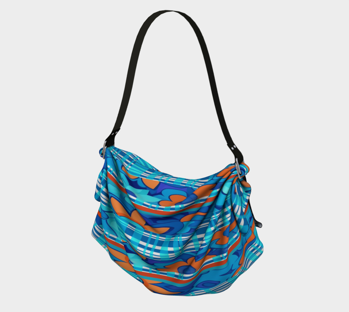 Azul Majestic Hippie Floral Plaid Hobo Bufanda Bolsa