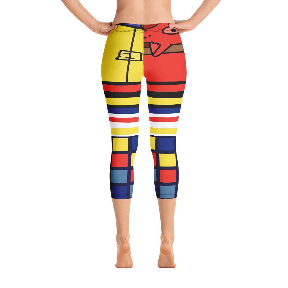 Leggings Capri Gato en una caja Cubismo Mondrian