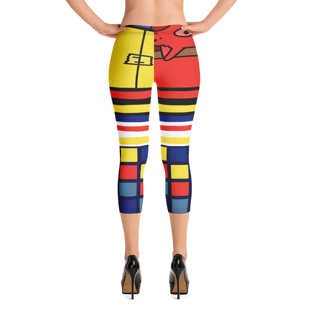 Leggings Capri Gato en una caja Cubismo Mondrian