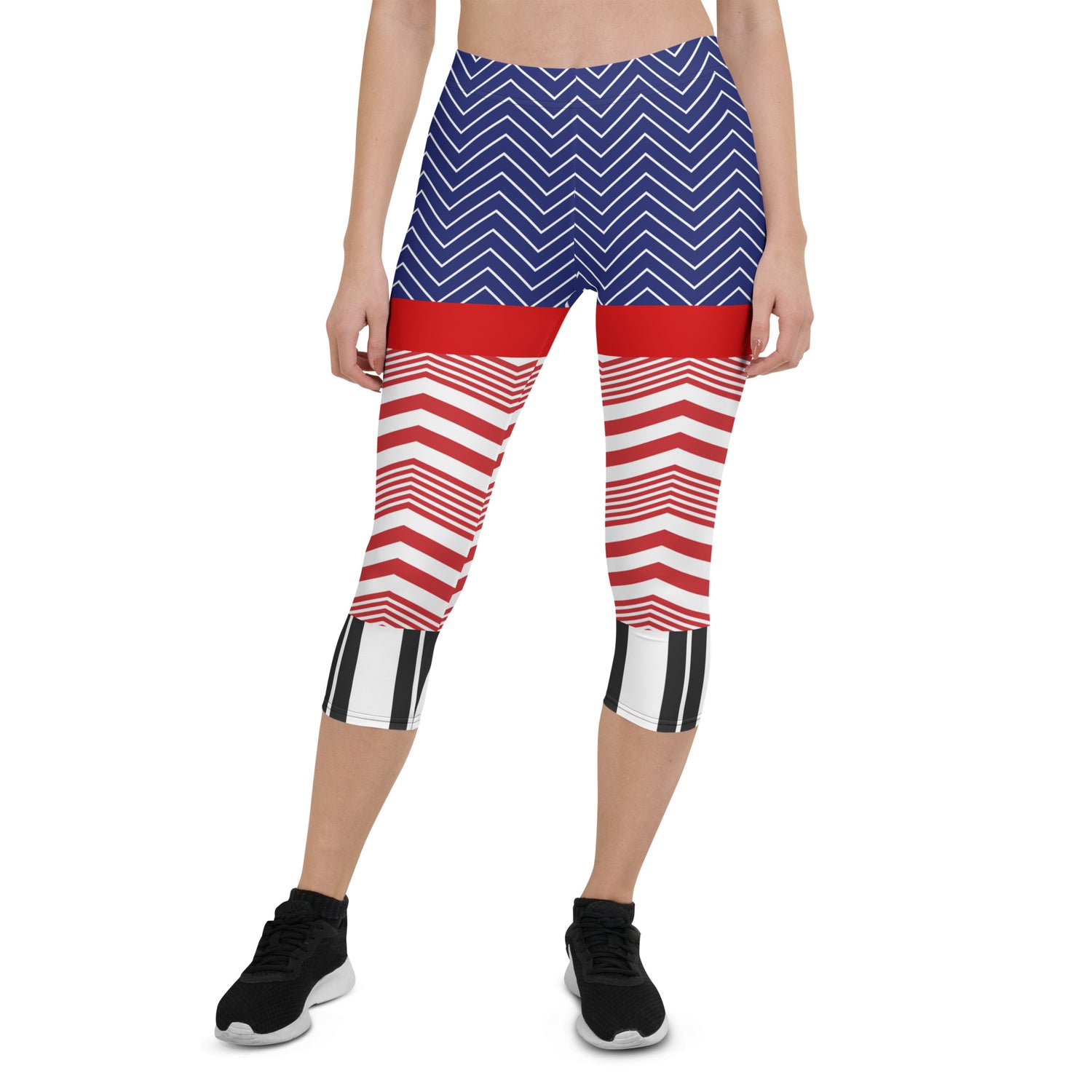 Kiss and Tell Pinup Girl Chevron Capri Leggings