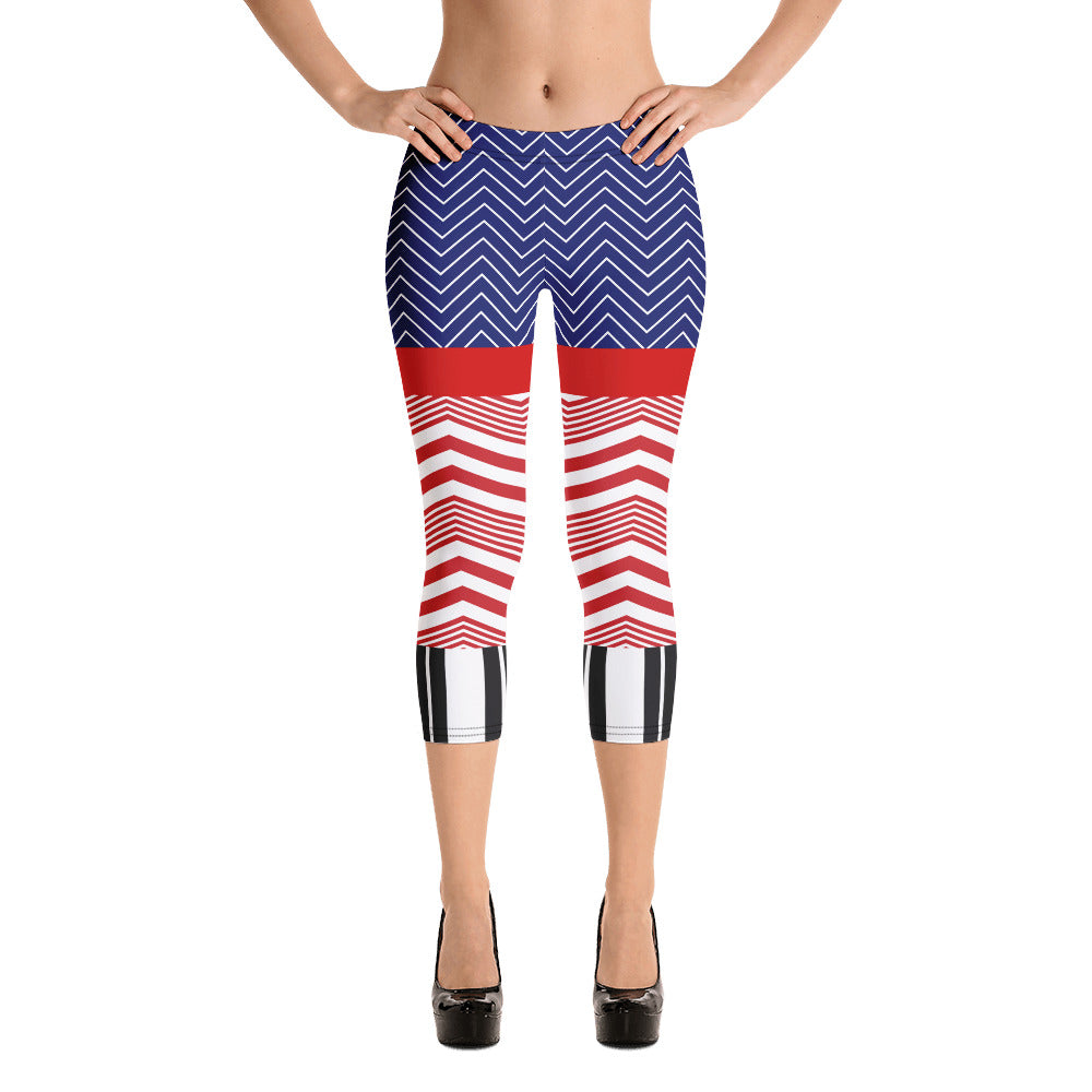 Besar y contar chica pinup Chevron Capri Leggings