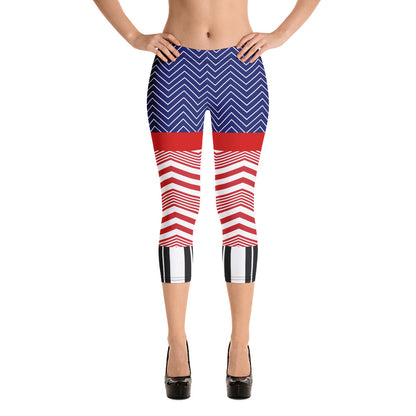 Kiss and Tell Pinup Girl Chevron Capri Leggings