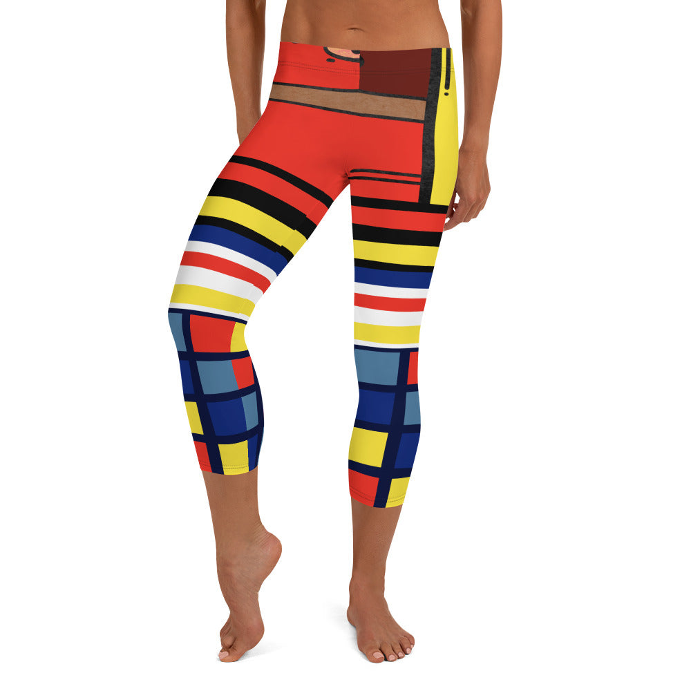 Cat in a Box Mondrian Cubism Capri Leggings