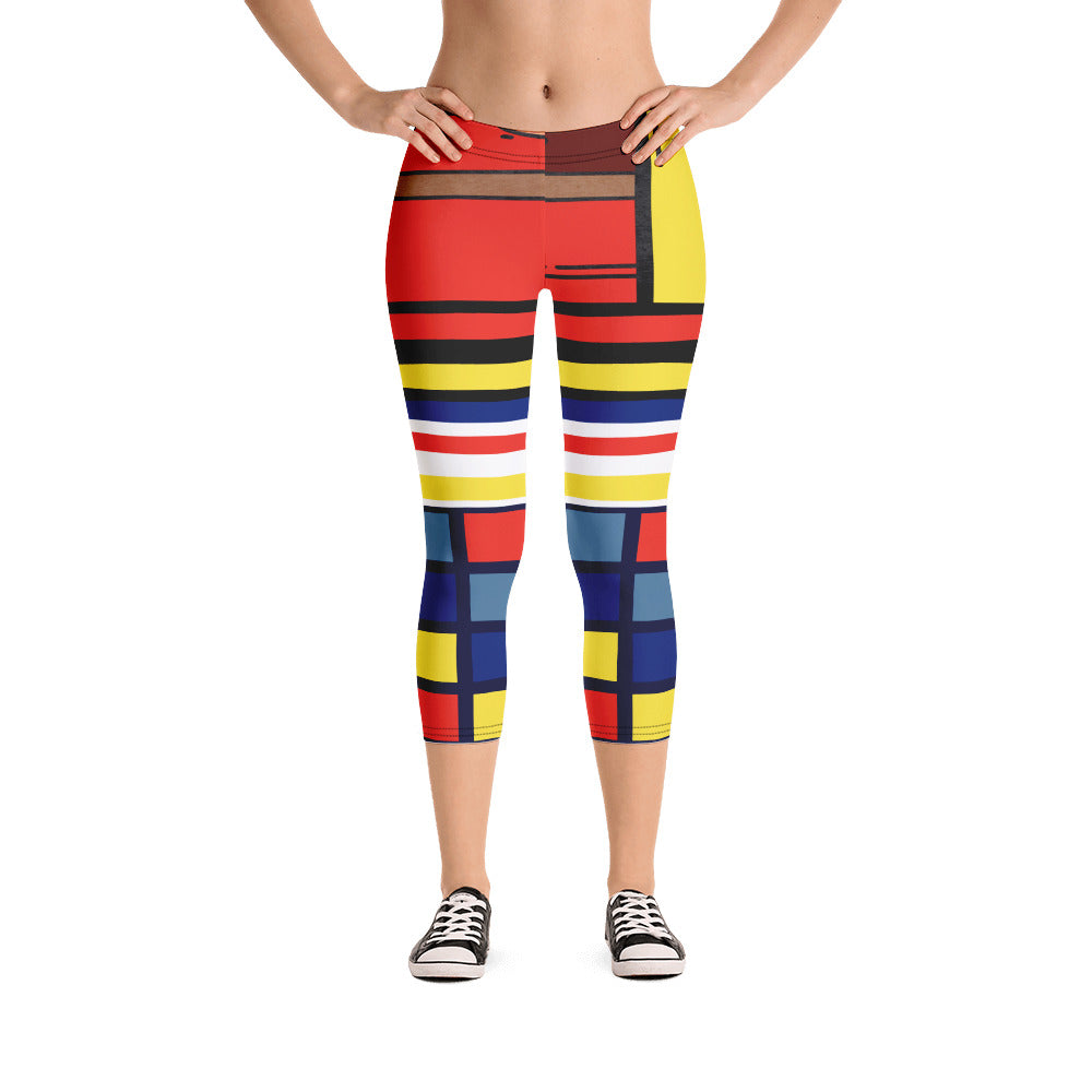 Cat in a Box Mondrian Cubism Capri Leggings