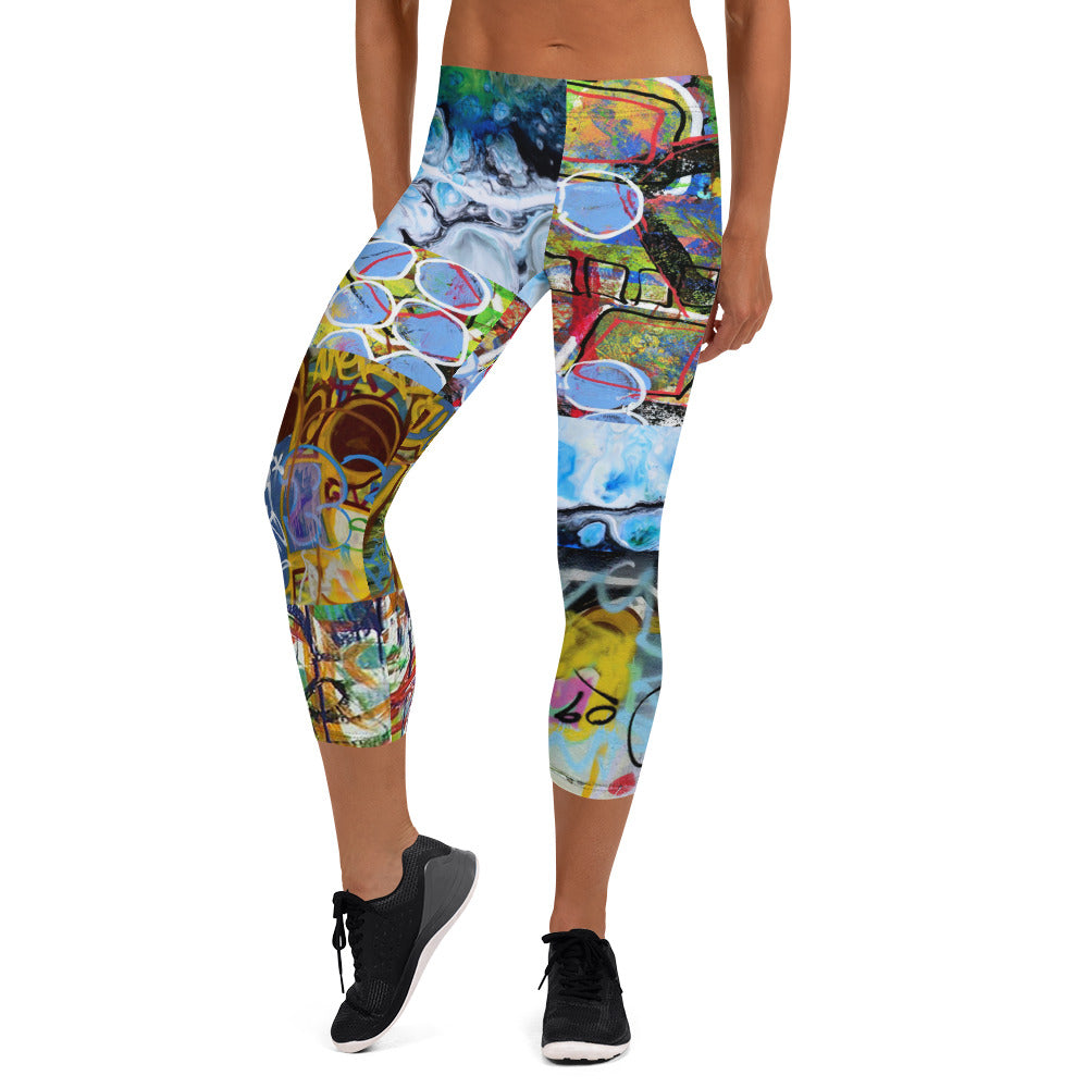 Leggings Capri Yuxtaposición de graffiti de Vesuvia