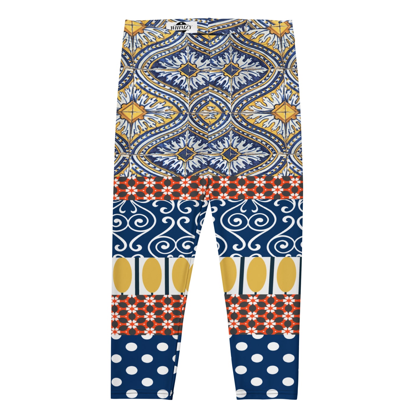 Scaredy-Cat Blue Mediterranean Tile Capri Leggings