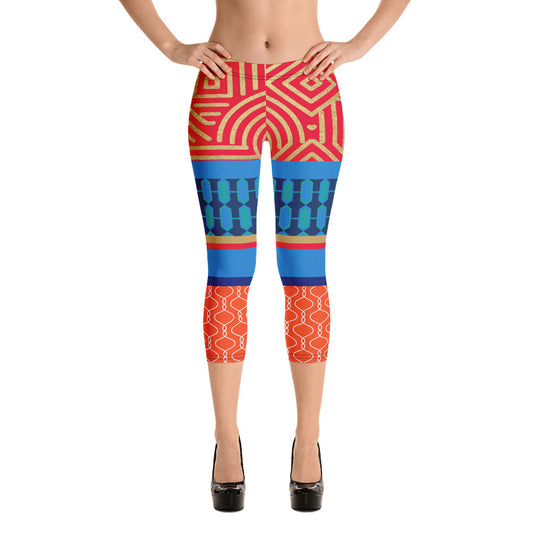 Beach Club Adventure Art Deco Capri Leggings