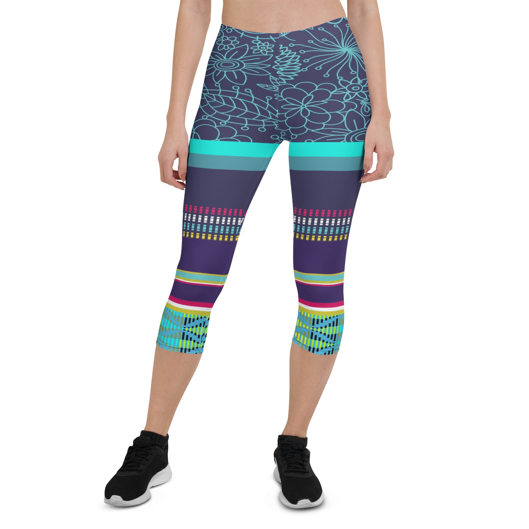 Nimiipuu Nez Perce Midnight Lights Capri Leggings