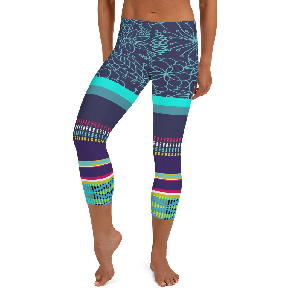 Nimiipuu Nez Perce Midnight Lights Capri Leggings