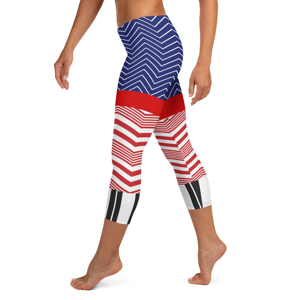 Besar y contar chica pinup Chevron Capri Leggings