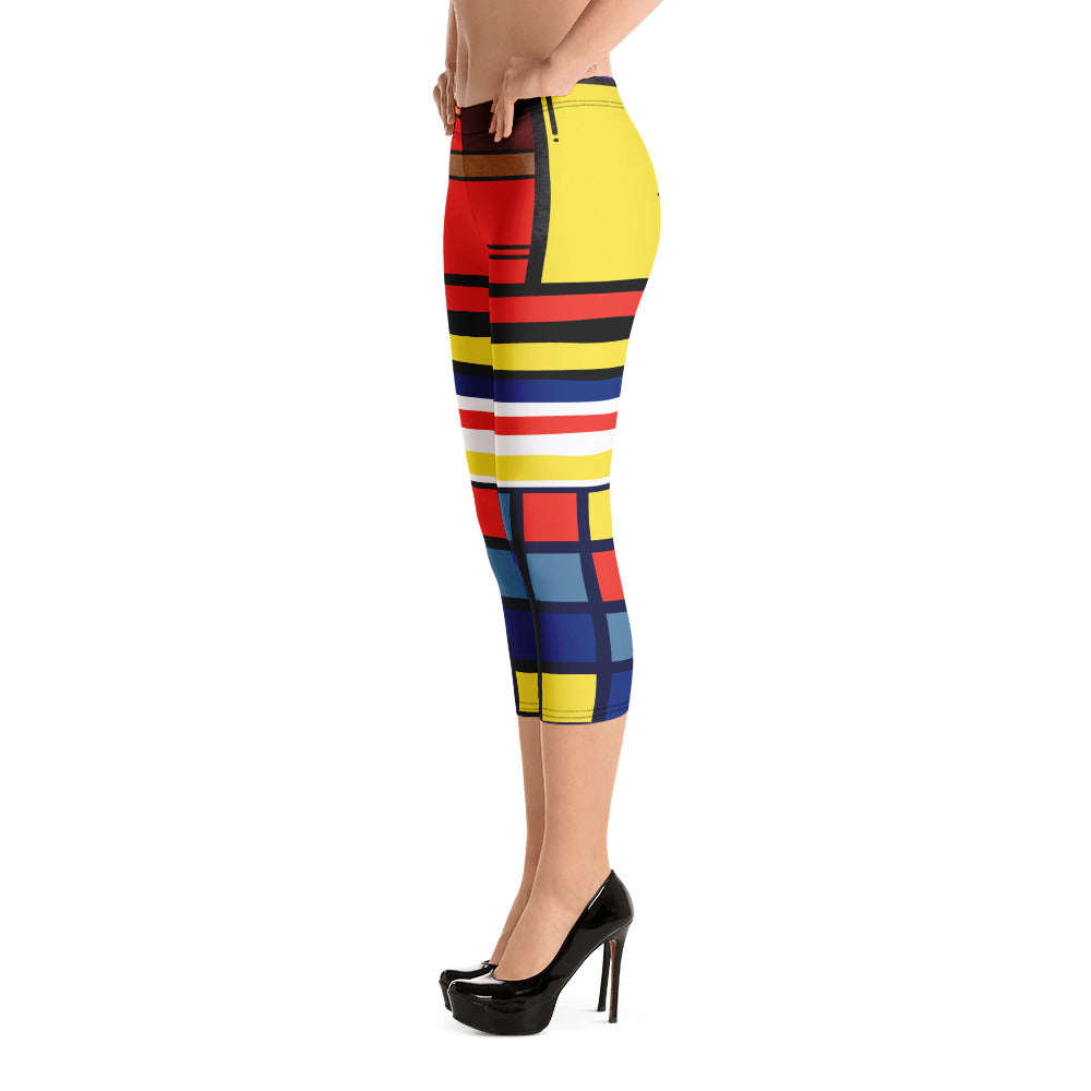 Cat in a Box Mondrian Cubism Capri Leggings