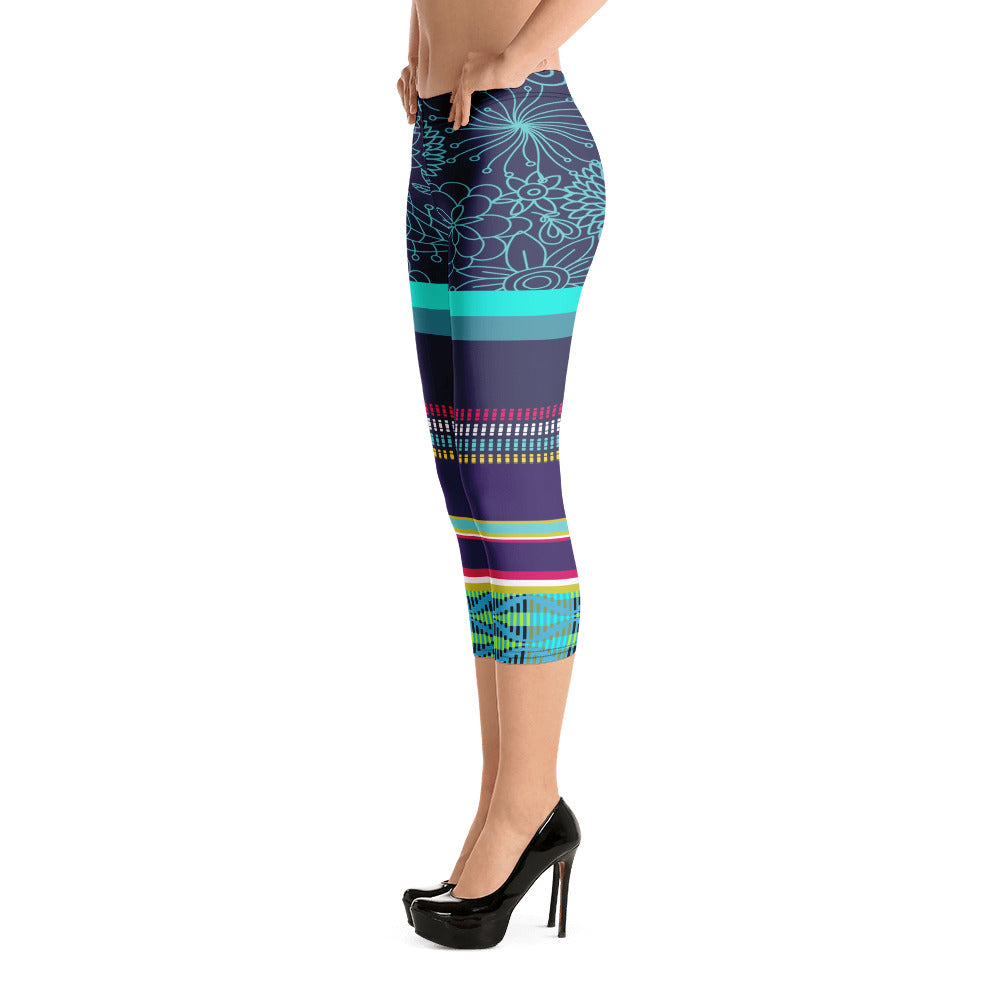 Nimiipuu Nez Perce Midnight Lights Capri Leggings