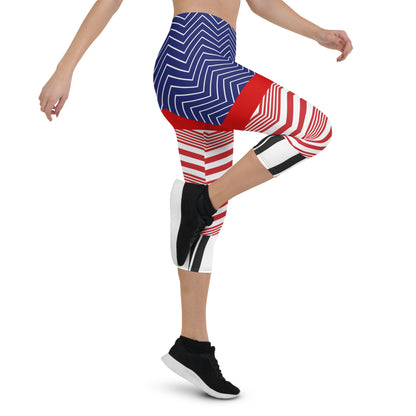 Besar y contar chica pinup Chevron Capri Leggings