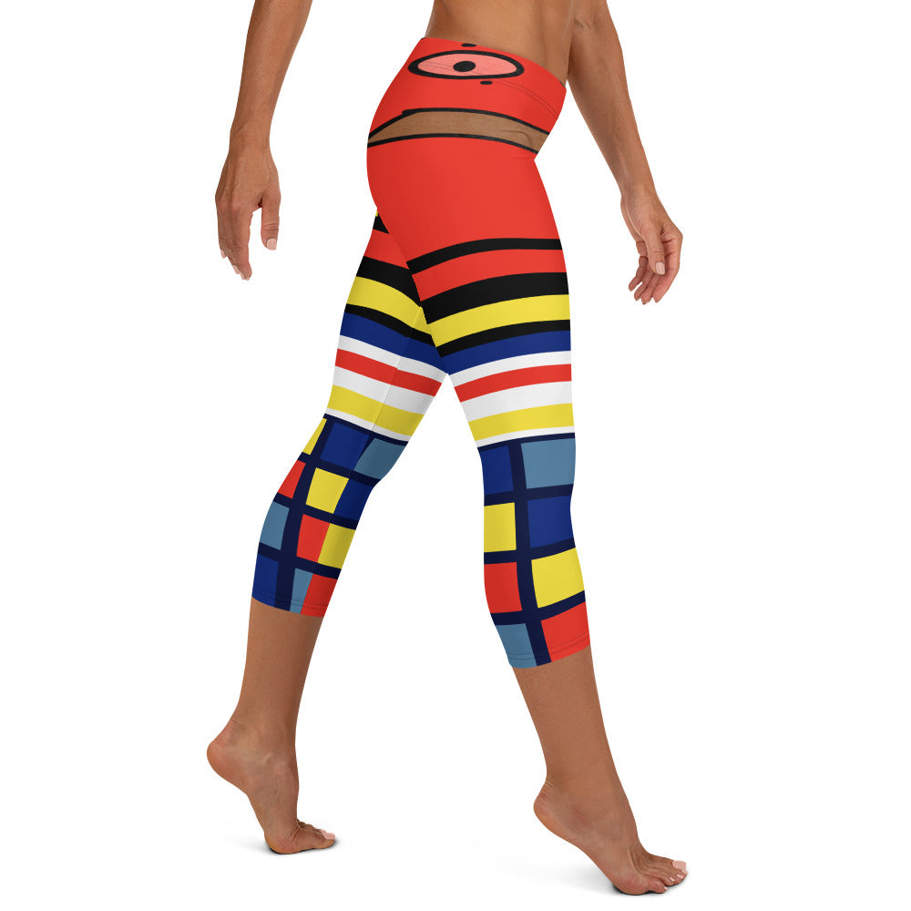 Leggings Capri Gato en una caja Cubismo Mondrian