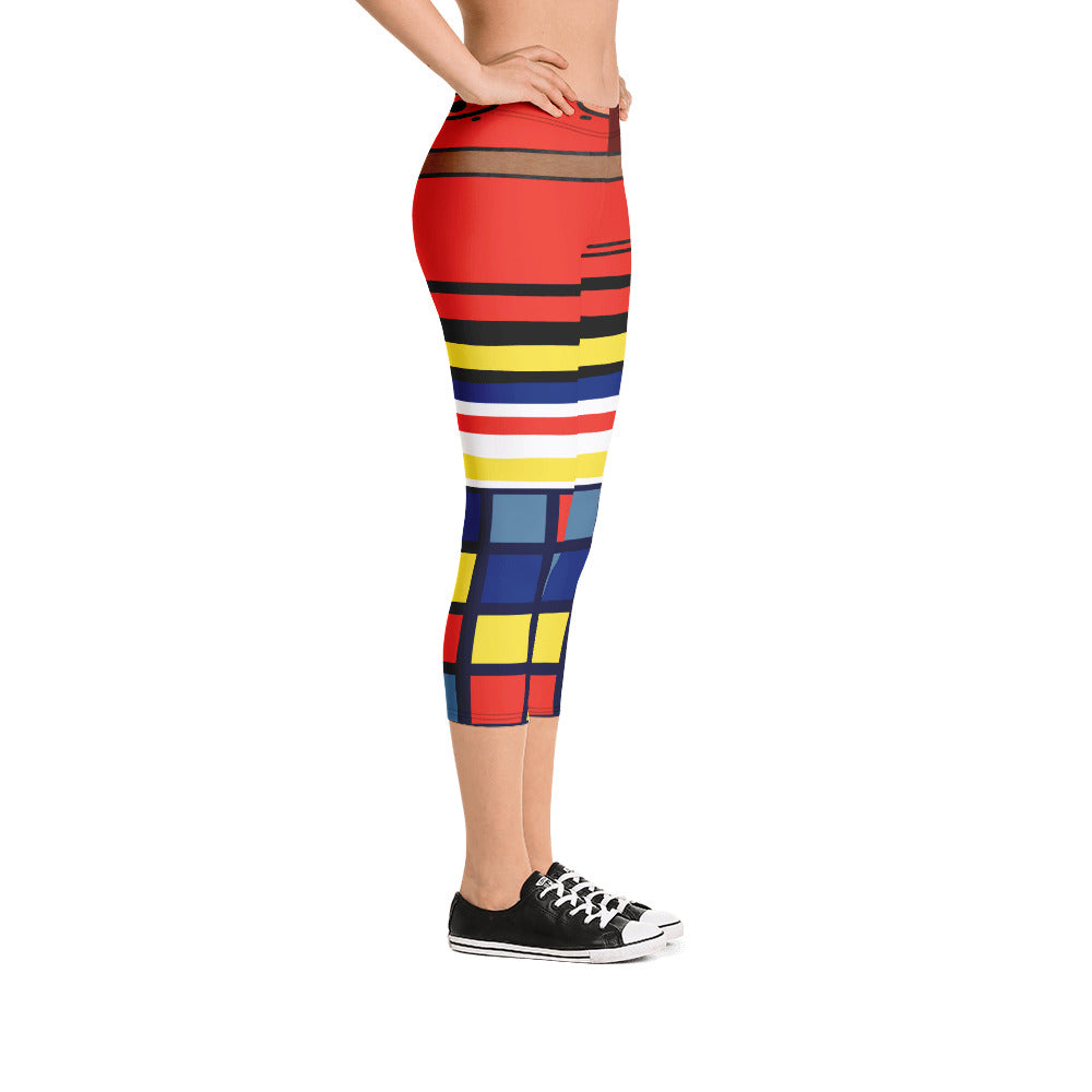 Cat in a Box Mondrian Cubism Capri Leggings