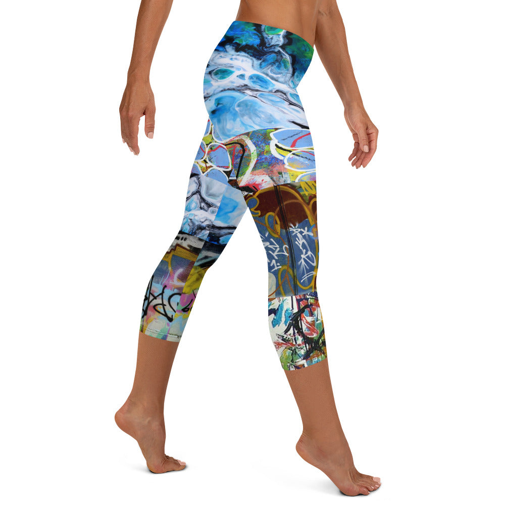 Vesuvia Graffiti Juxtapose Capri Leggings