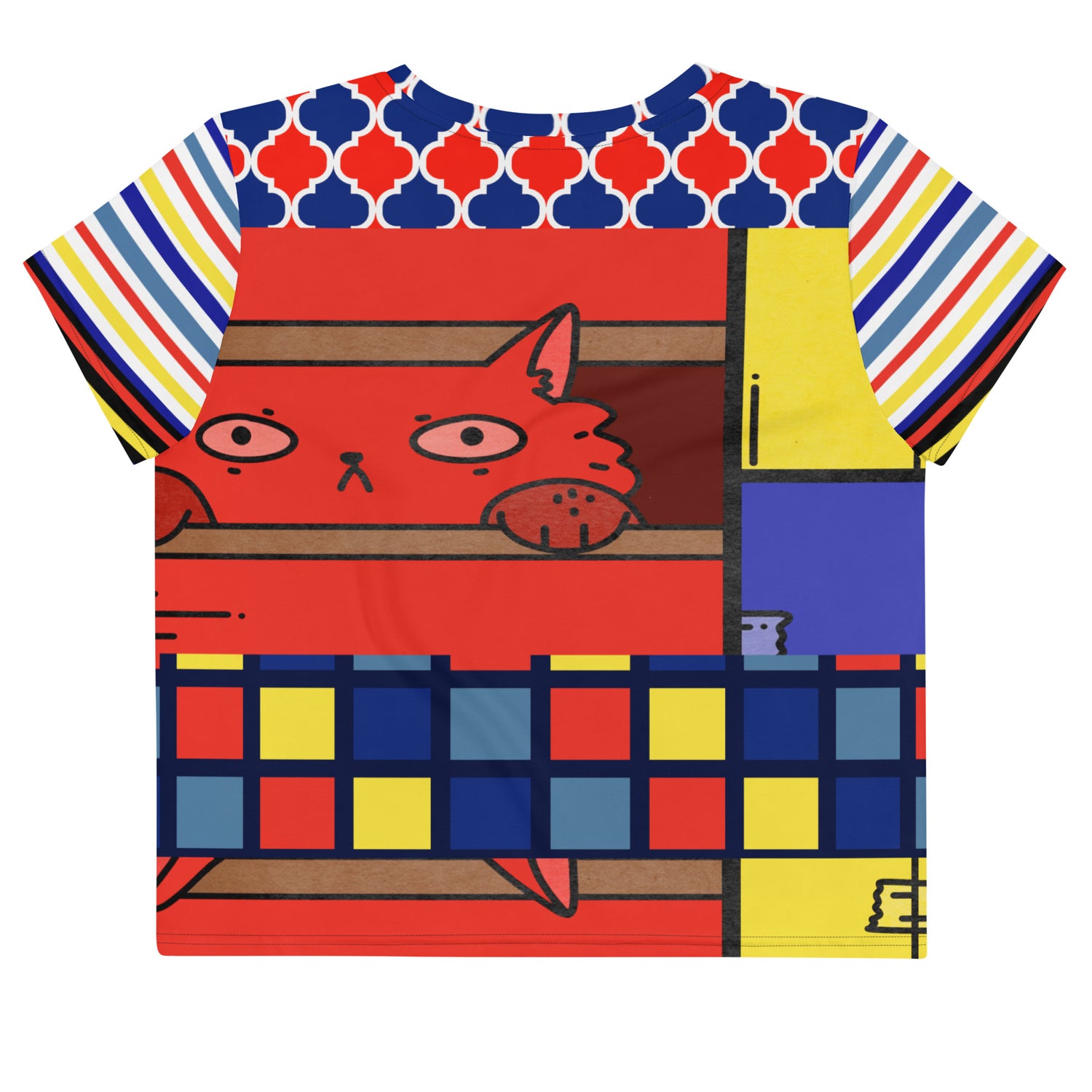 Cat in a Box Mondrian Cubism Crop Tee