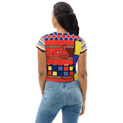 Camiseta corta Cat in a Box Mondrian Cubism