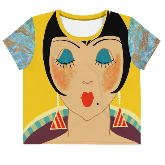 Camiseta corta Art Déco floral Flapper Girl