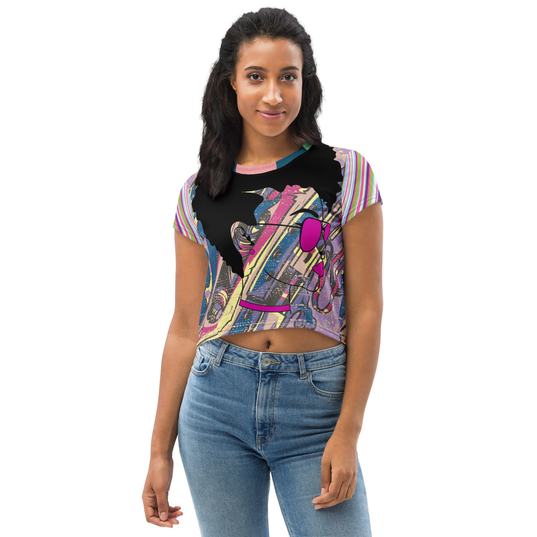 RAve Girl Purple Prism Short Sleeve Crop Tee