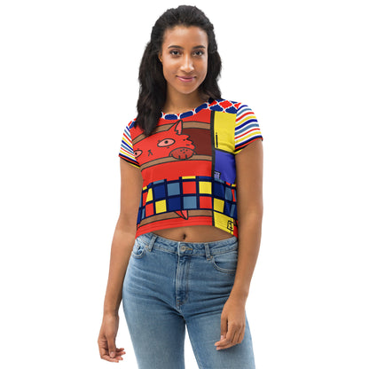 Camiseta corta Cat in a Box Mondrian Cubism