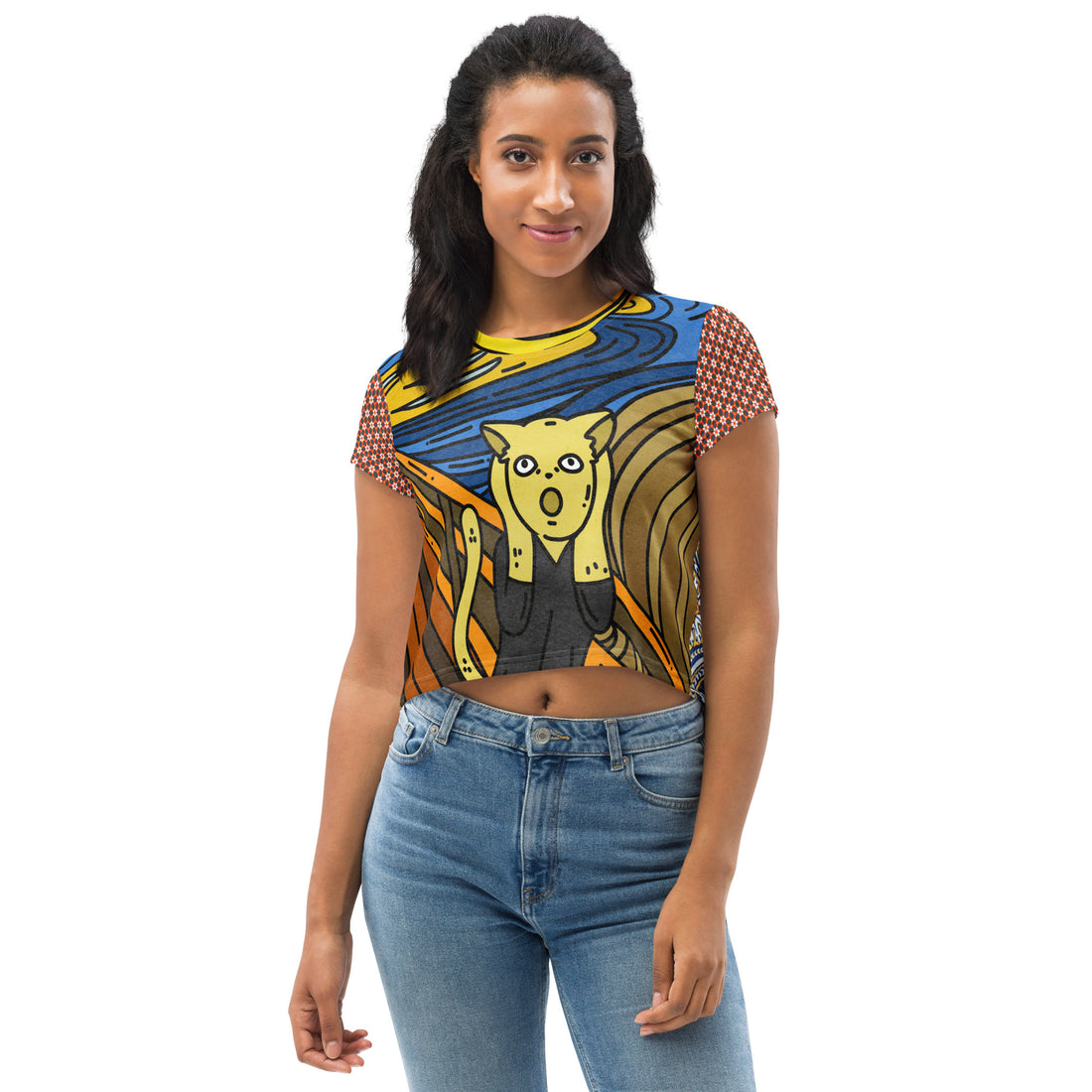 Scaredy-Cat Scream Short Sleeve Crop Tee