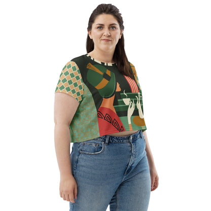 Cafe Deluxe AOP Crop Tee