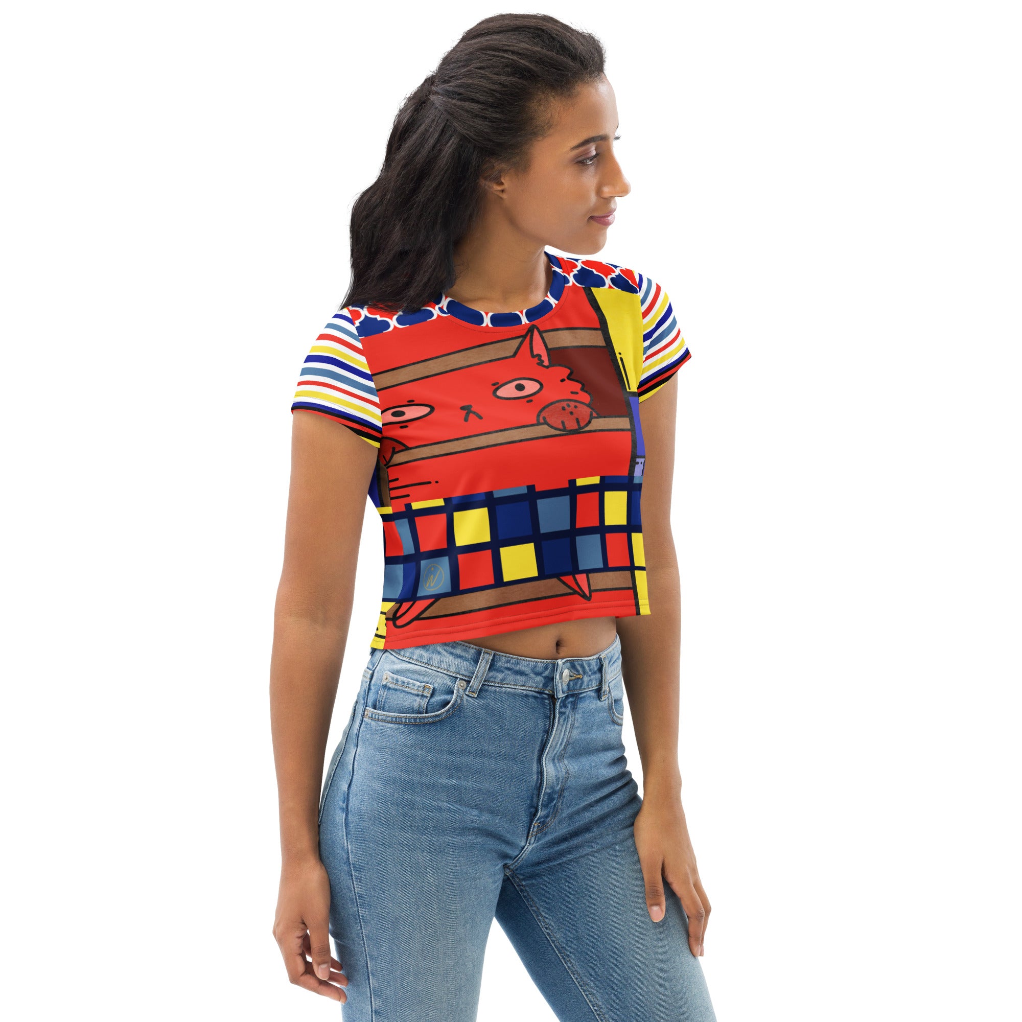 Camiseta corta Cat in a Box Mondrian Cubism