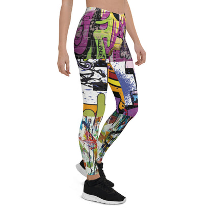 Raffaela Purple Graffiti Print Leggings