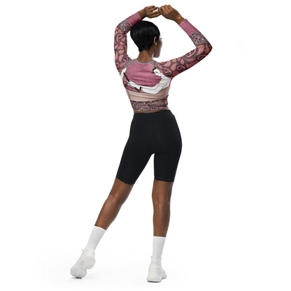 Adios! Pink Paisley Eco-Poly Long Sleeve Crop Top