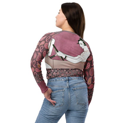 Adios! Pink Paisley Eco-Poly Long Sleeve Crop Top