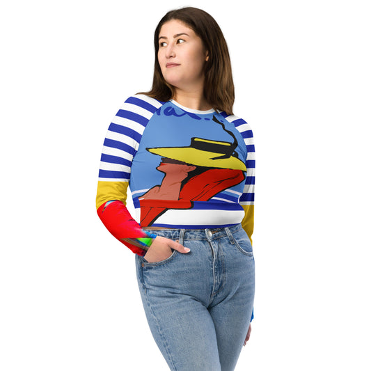 Relax Go To IT! Striped Rainbow Prism Eco-Poly Long-Sleeve Crop Top