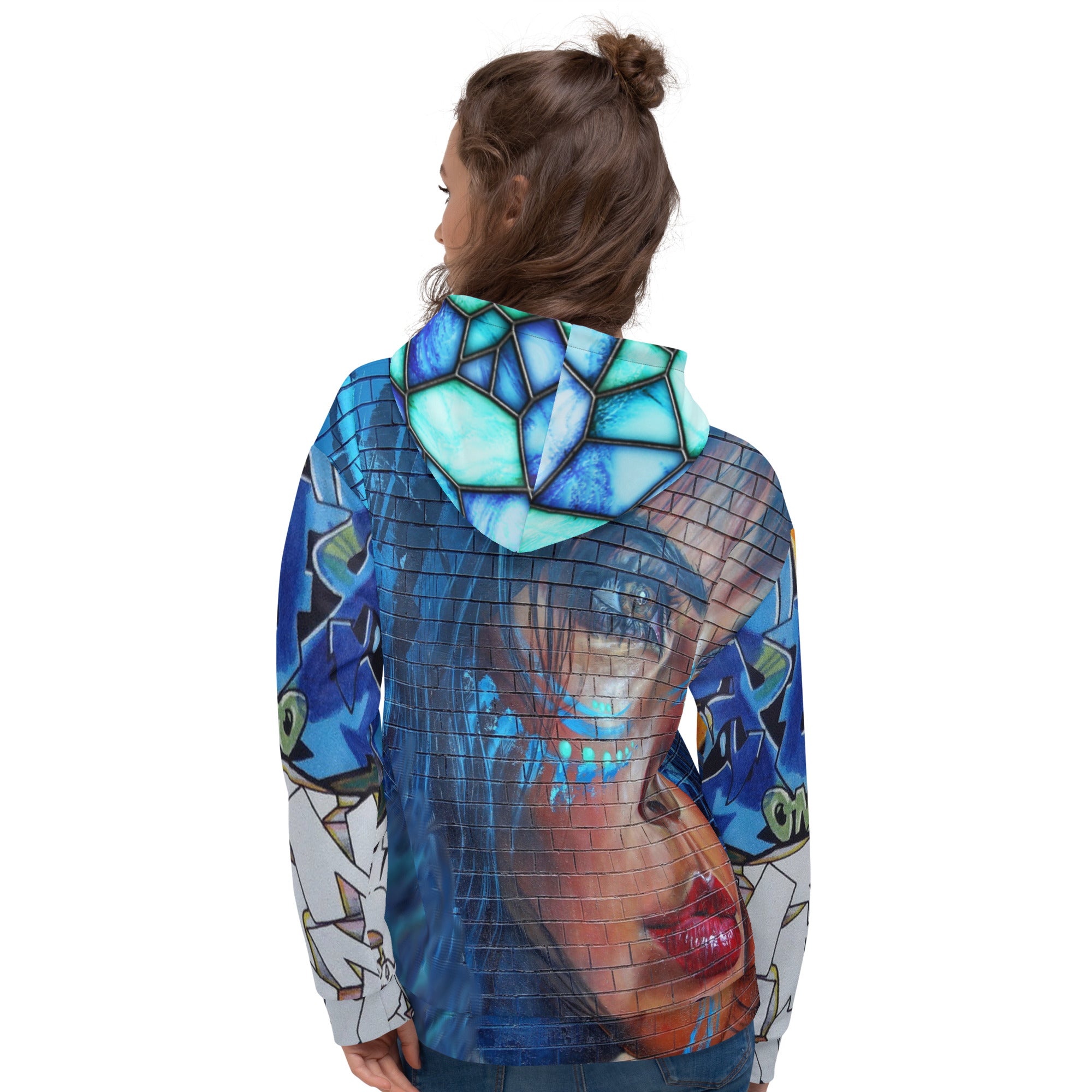 Sudadera con capucha unisex Indigo Girl Blue Graffiti