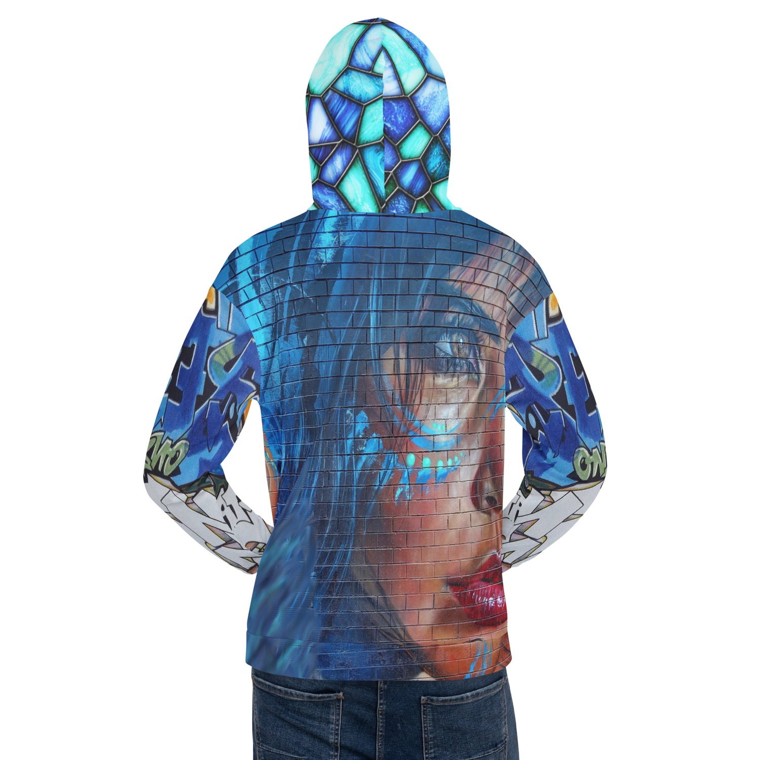 Sudadera con capucha unisex Indigo Girl Blue Graffiti