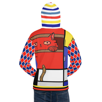 Cat in a Box Mondrian Cubism Unisex Hoody