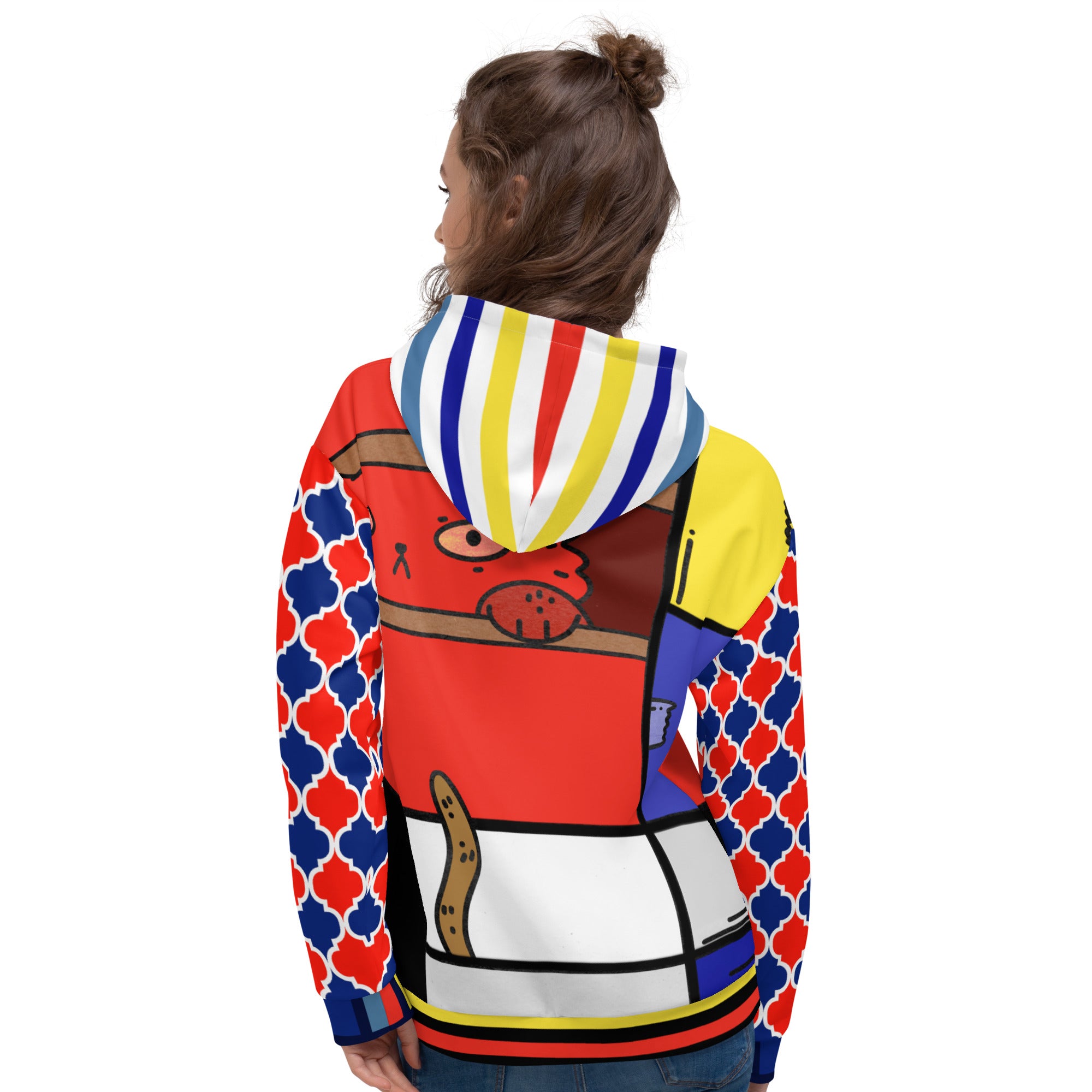 Sudadera con capucha unisex Cat in a Box Mondrian Cubism