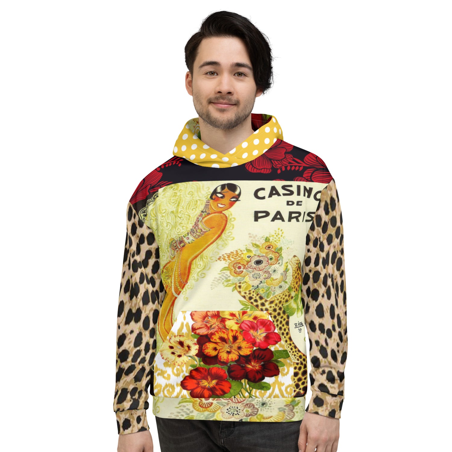 Sudadera con capucha unisex con estampado de leopardo de Casino Paris