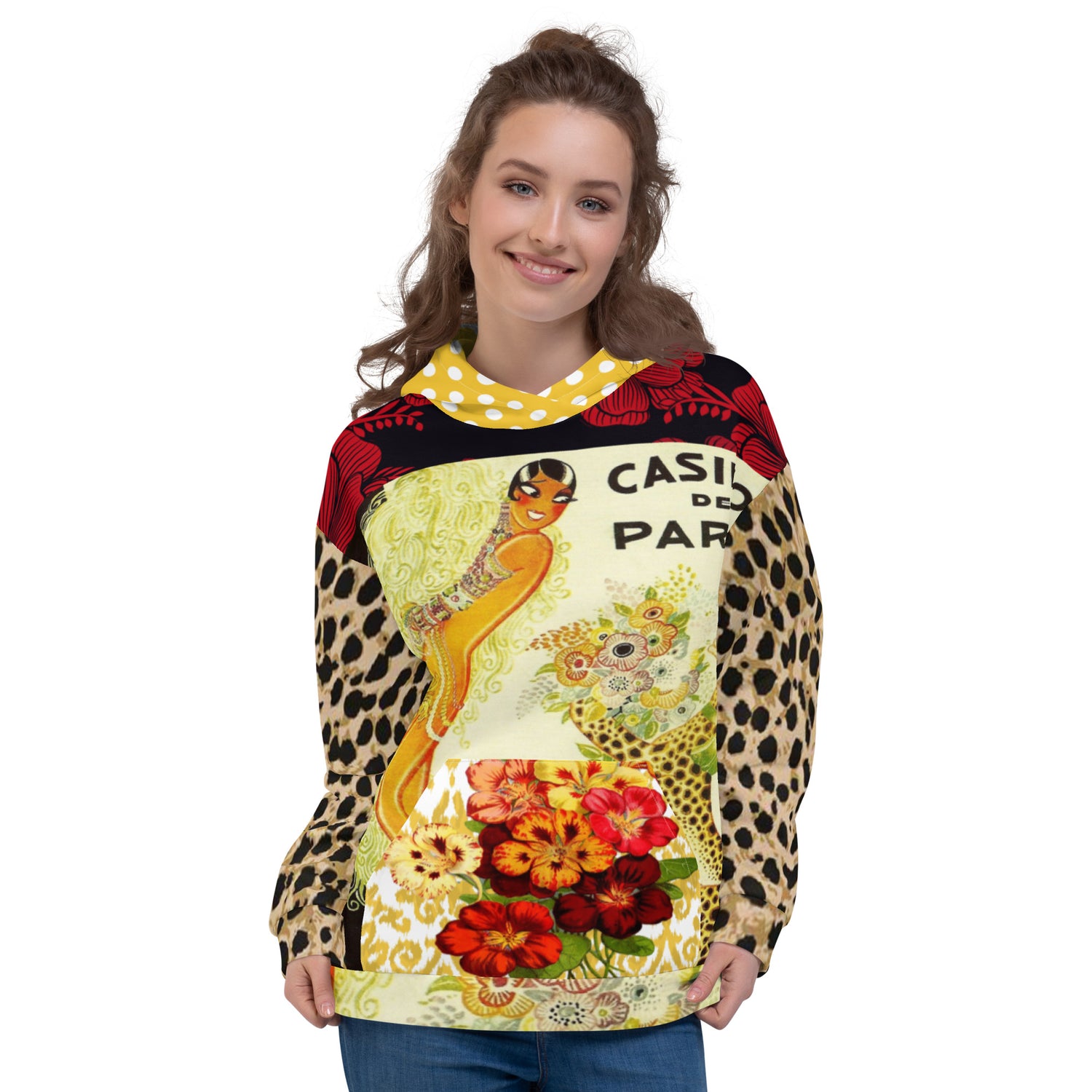 Sudadera con capucha unisex con estampado de leopardo de Casino Paris