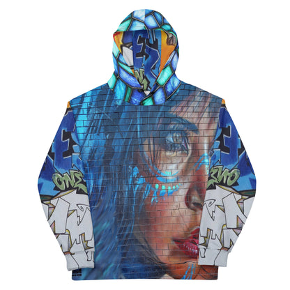 Sudadera con capucha unisex Indigo Girl Blue Graffiti