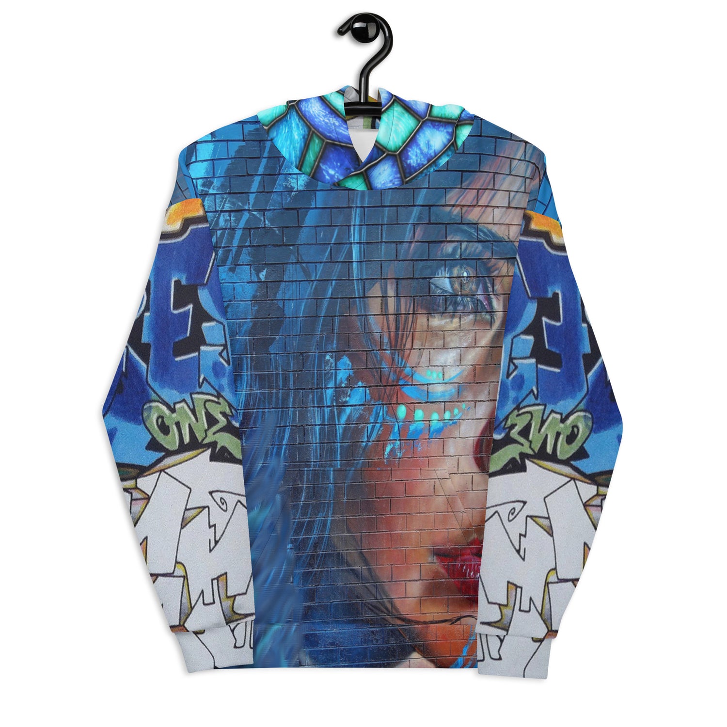 Sudadera con capucha unisex Indigo Girl Blue Graffiti