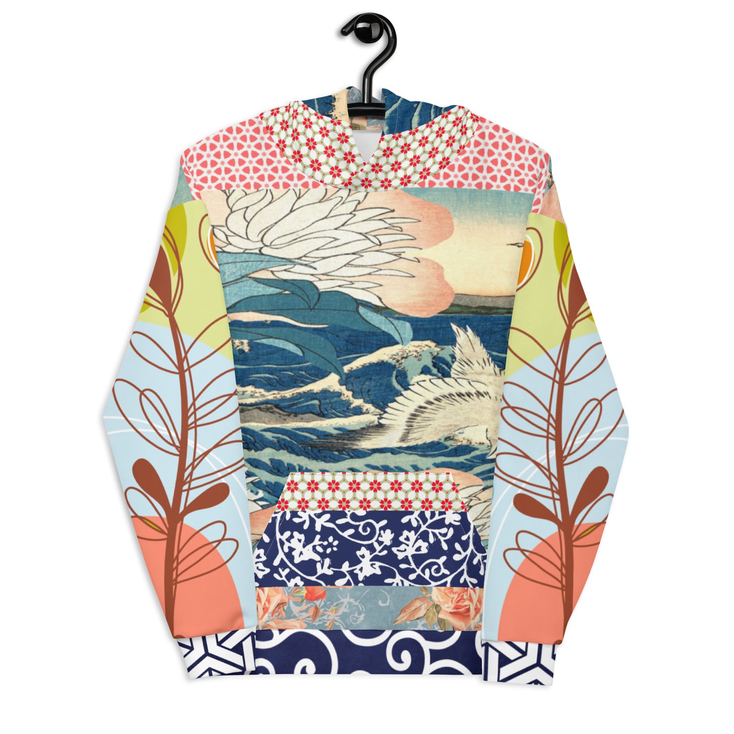 Sudadera con capucha unisex floral japonesa Little Canary