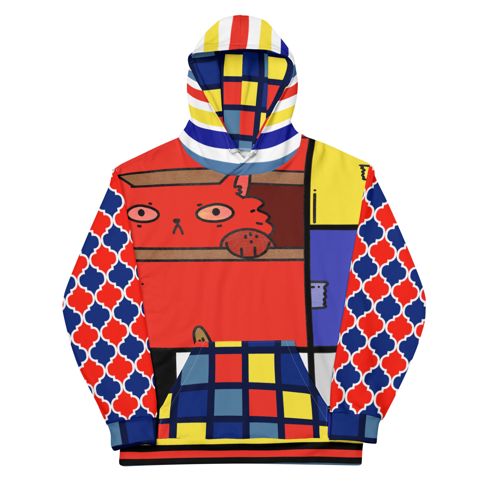 Cat in a Box Mondrian Cubism Unisex Hoody