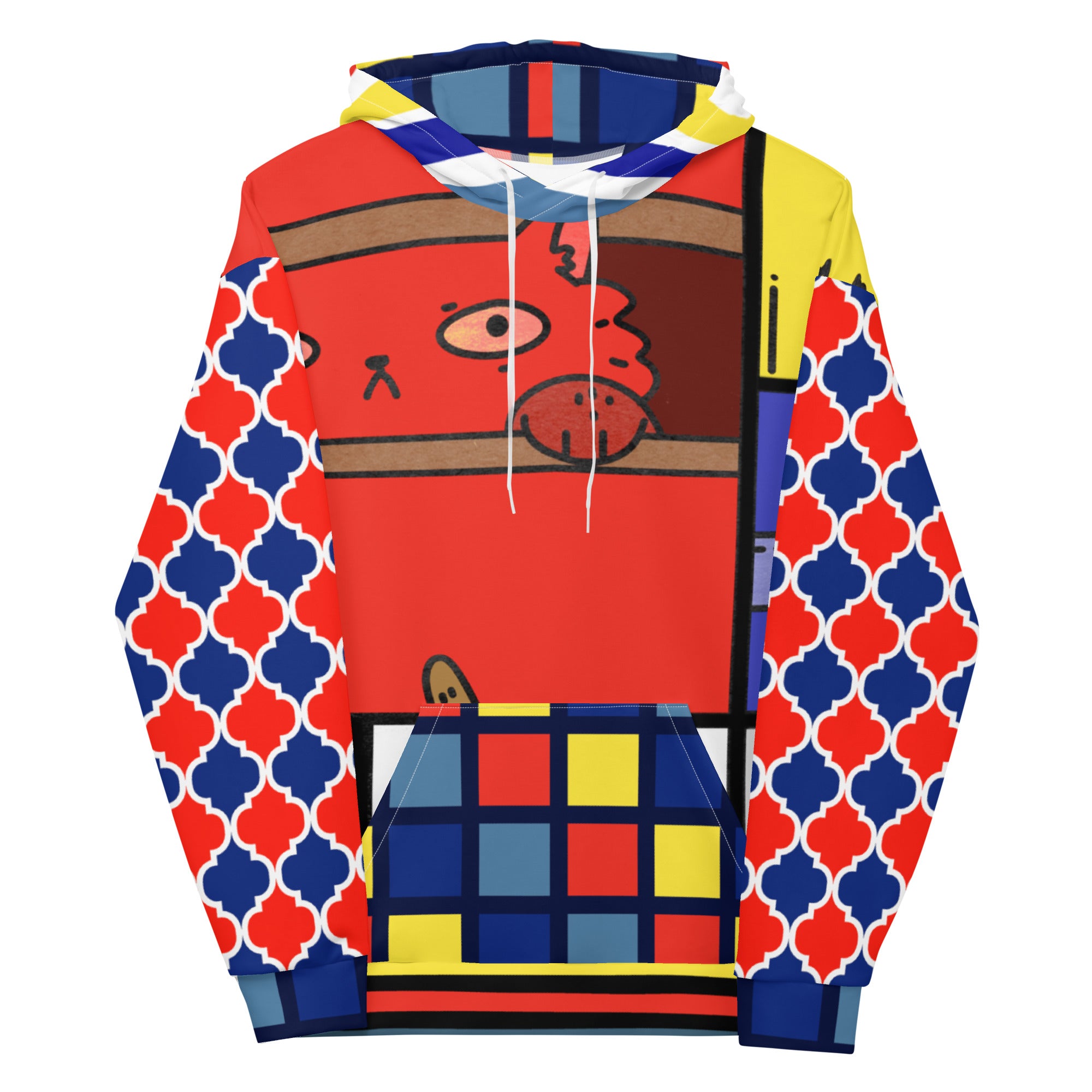 Cat in a Box Mondrian Cubism Unisex Hoody