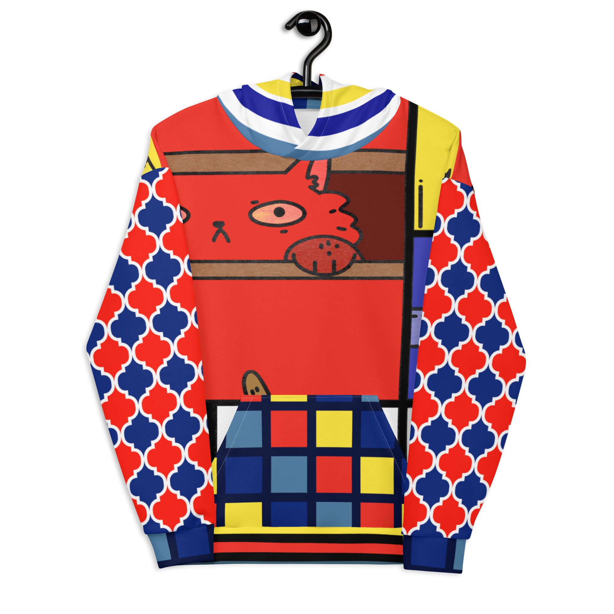 Cat in a Box Mondrian Cubism Unisex Hoody