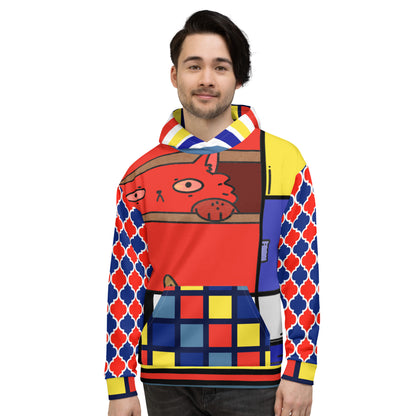 Sudadera con capucha unisex Cat in a Box Mondrian Cubism